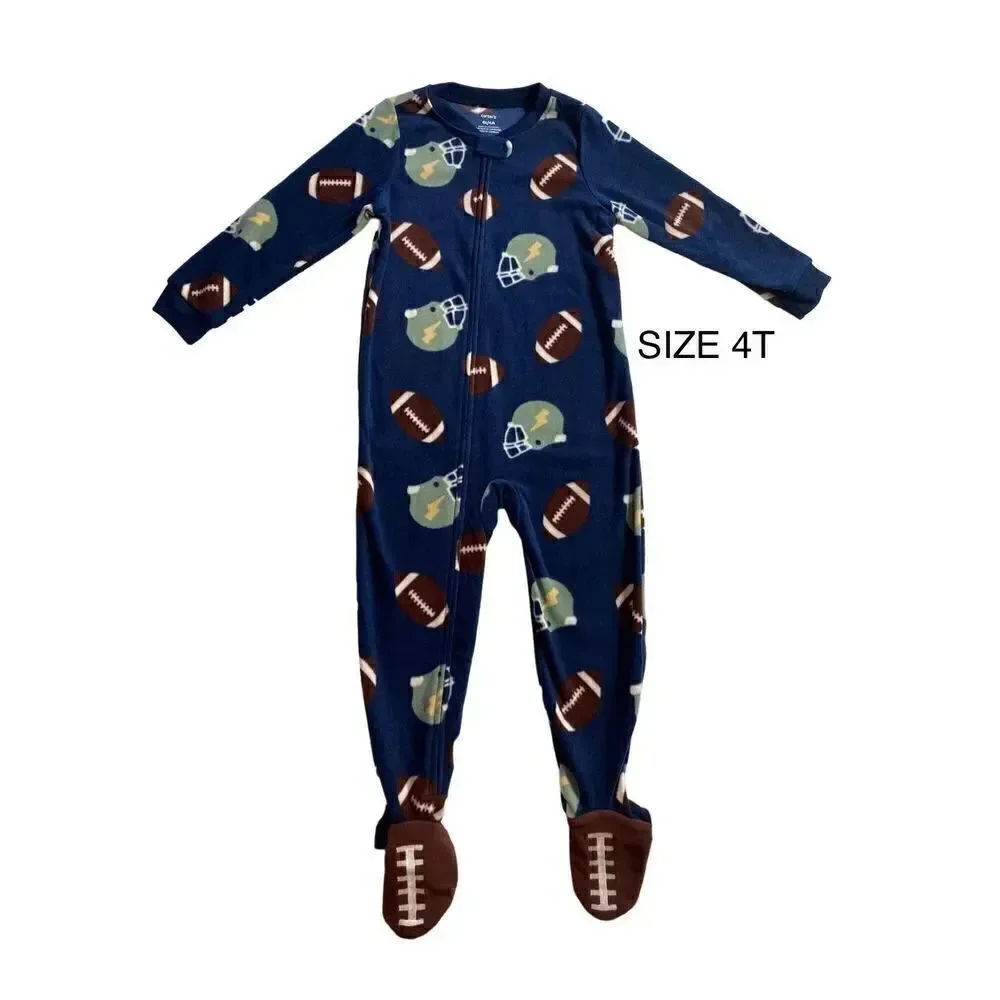 Carter's Boys 4T Football Fleece Footed Paiamas